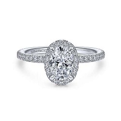 14K White Gold Oval Halo Diamond Engagement Ring Surrey Vancouver Canada Langley Burnaby Richmond