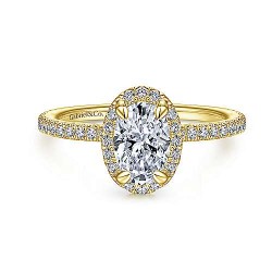 14K Yellow Gold Oval Halo Diamond Engagement Ring Surrey Vancouver Canada Langley Burnaby Richmond