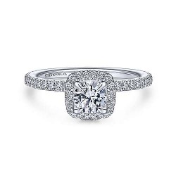 14K White Gold Round Halo Diamond Engagement Ring Surrey Vancouver Canada Langley Burnaby Richmond