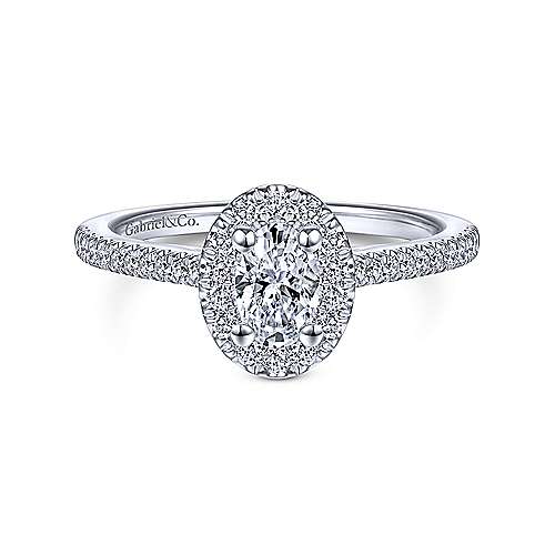 14K White Halo 14K White Gold Oval Halo Diamond Engagement Ring Surrey Vancouver Canada Langley Burnaby Richmond