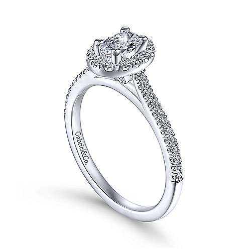 14K White Halo 14K White Gold Oval Halo Diamond Engagement Ring Surrey Vancouver Canada Langley Burnaby Richmond