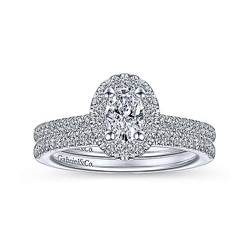 14K White Halo 14K White Gold Oval Halo Diamond Engagement Ring Surrey Vancouver Canada Langley Burnaby Richmond