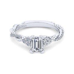 14K White Gold Emerald Cut Diamond Engagement Ring Surrey Vancouver Canada Langley Burnaby Richmond