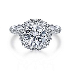 14K White Gold Round Halo Diamond Engagement Ring Surrey Vancouver Canada Langley Burnaby Richmond