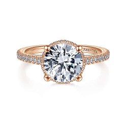 18K Rose Gold Hidden Halo Round Diamond Engagement Ring Surrey Vancouver Canada Langley Burnaby Richmond