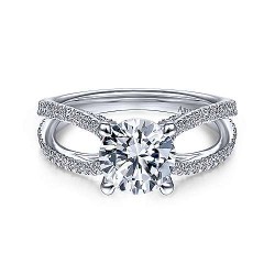 18K White Gold Split Shank Round Diamond Engagement Ring Surrey Vancouver Canada Langley Burnaby Richmond