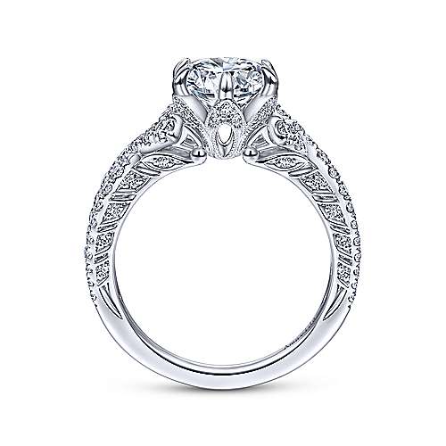 18K White Free form Vintage Inspired 18K White Gold Twisted Round Diamond Engagement Ring Surrey Vancouver Canada Langley Burnaby Richmond