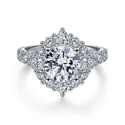 Platinum Fancy Halo Round Diamond Engagement Ring Surrey Vancouver Canada Langley Burnaby Richmond