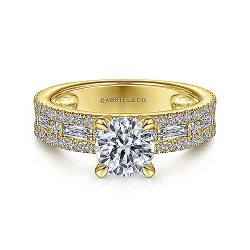 14K Yellow Gold Wide Band Round Diamond Engagement Ring Surrey Vancouver Canada Langley Burnaby Richmond