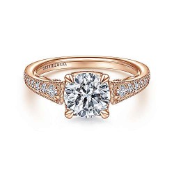 14K Rose Gold Round Diamond Engagement Ring Surrey Vancouver Canada Langley Burnaby Richmond