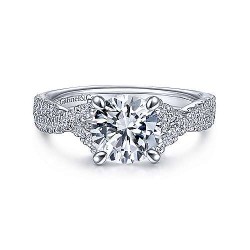 18K White Gold Twisted Round Diamond Engagement Ring Surrey Vancouver Canada Langley Burnaby Richmond