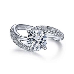 18K White Gold Bypass Round Diamond Engagement Ring Surrey Vancouver Canada Langley Burnaby Richmond