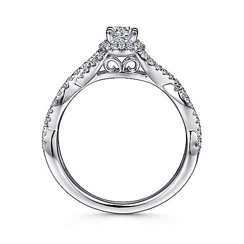 14K White Halo 14K White Gold Round Halo Diamond Engagement Ring Surrey Vancouver Canada Langley Burnaby Richmond