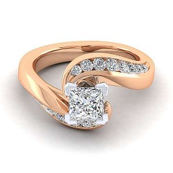 14K White-Rose Gold Princess Cut Diamond Engagement Ring Surrey Vancouver Canada Langley Burnaby Richmond