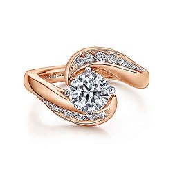 14K White-Rose Gold Round Diamond Bypass Engagement Ring Surrey Vancouver Canada Langley Burnaby Richmond