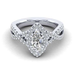 14K White Gold Marquise Halo Diamond Engagement Ring Surrey Vancouver Canada Langley Burnaby Richmond