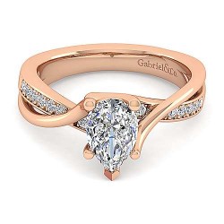 14K Rose Gold Twisted Pear Shape Diamond Engagement Ring Surrey Vancouver Canada Langley Burnaby Richmond