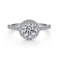 14K White Gold Round Halo Diamond Engagement Ring Surrey Vancouver Canada Langley Burnaby Richmond