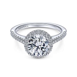 14K White Gold Round Halo Diamond Engagement Ring Surrey Vancouver Canada Langley Burnaby Richmond