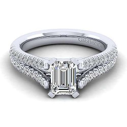 14K White Gold Emerald Cut Diamond Engagement Ring Surrey Vancouver Canada Langley Burnaby Richmond