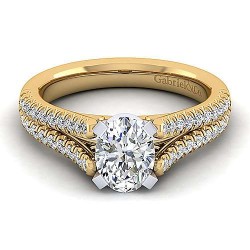 14K White-Yellow Gold Oval Diamond Engagement Ring Surrey Vancouver Canada Langley Burnaby Richmond