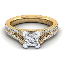 14K White-Yellow Gold Princess Cut Diamond Engagement Ring Surrey Vancouver Canada Langley Burnaby Richmond