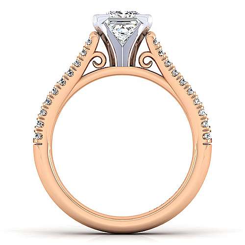 14K WhiteRose Split shank 14K White-Rose Gold Princess Cut Diamond Engagement Ring Surrey Vancouver Canada Langley Burnaby Richmond