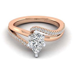 14K White-Rose Gold Pear Shape Diamond Engagement Ring Surrey Vancouver Canada Langley Burnaby Richmond