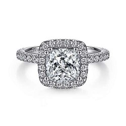 14K White Gold Cushion Halo Diamond Engagement Ring Surrey Vancouver Canada Langley Burnaby Richmond