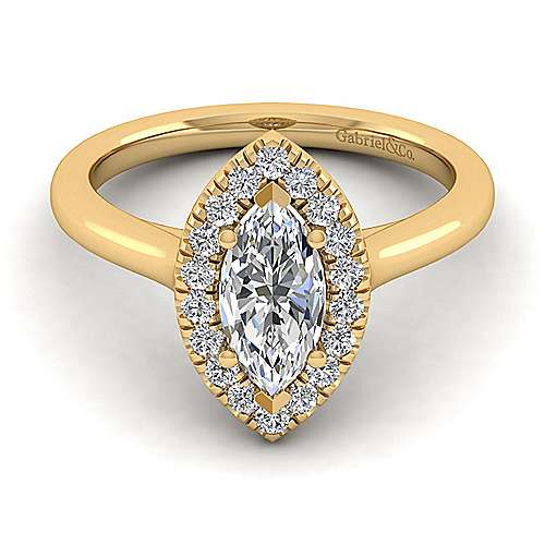 14K Yellow Halo 14K Yellow Gold Marquise Halo Diamond Engagement Ring Surrey Vancouver Canada Langley Burnaby Richmond