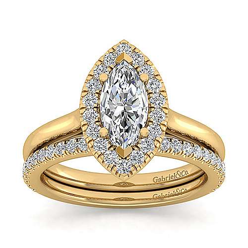 14K Yellow Halo 14K Yellow Gold Marquise Halo Diamond Engagement Ring Surrey Vancouver Canada Langley Burnaby Richmond