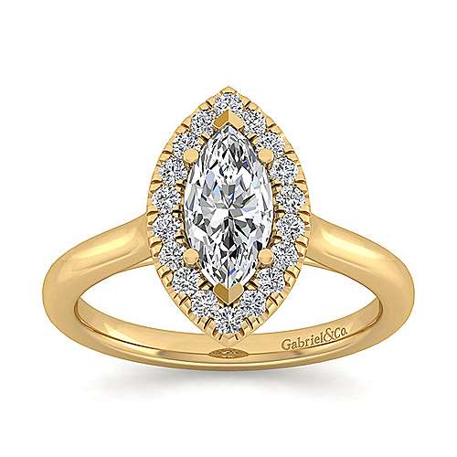 14K Yellow Halo 14K Yellow Gold Marquise Halo Diamond Engagement Ring Surrey Vancouver Canada Langley Burnaby Richmond