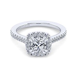 14K White Gold Cushion Halo Diamond Engagement Ring Surrey Vancouver Canada Langley Burnaby Richmond