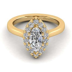 14K Yellow Gold Marquise Halo Diamond Engagement Ring Surrey Vancouver Canada Langley Burnaby Richmond