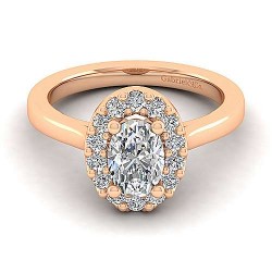 14K Rose Gold Oval Halo Diamond Engagement Ring Surrey Vancouver Canada Langley Burnaby Richmond