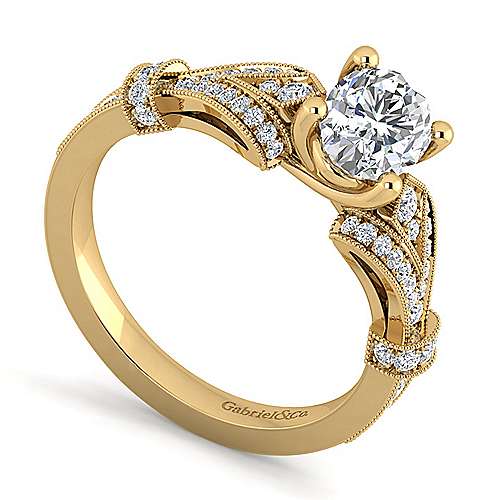 14K Yellow Split shank Vintage Inspired 14K Yellow Gold Oval Diamond Engagement Ring Surrey Vancouver Canada Langley Burnaby Richmond