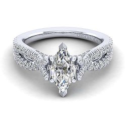 14K White Gold Marquise Shape Diamond Engagement Ring Surrey Vancouver Canada Langley Burnaby Richmond