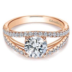 14K Rose Gold Split Shank Round Diamond Engagement Ring Surrey Vancouver Canada Langley Burnaby Richmond