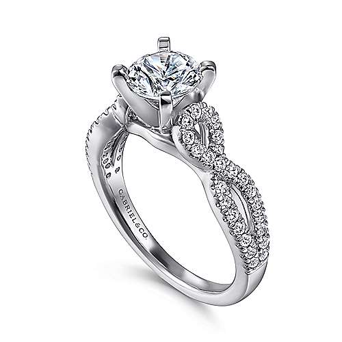 14K White Free form 14K White Gold Round Twisted Diamond Engagement Ring Surrey Vancouver Canada Langley Burnaby Richmond