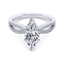 14K White Gold Split Shank Marquise Shape Diamond Engagement Ring Surrey Vancouver Canada Langley Burnaby Richmond