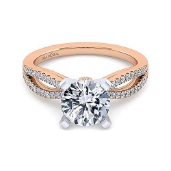 14K White-Rose Gold Split Shank Round Diamond Engagement Ring Surrey Vancouver Canada Langley Burnaby Richmond