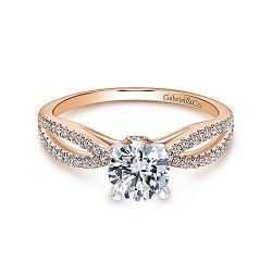 14K White-Rose Gold Split Shank Round Diamond Engagement Ring Surrey Vancouver Canada Langley Burnaby Richmond