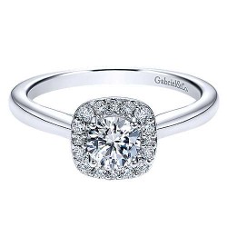 14K White Gold Round Halo Diamond Engagement Ring Surrey Vancouver Canada Langley Burnaby Richmond