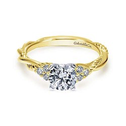 14K White-Yellow Gold Round Diamond Twisted Engagement Ring Surrey Vancouver Canada Langley Burnaby Richmond