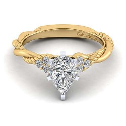 14K White-Yellow Gold Pear Shape Diamond Engagement Ring Surrey Vancouver Canada Langley Burnaby Richmond