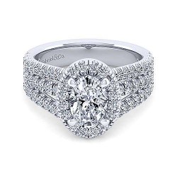 14K White Gold Oval Halo Diamond Engagement Ring Surrey Vancouver Canada Langley Burnaby Richmond