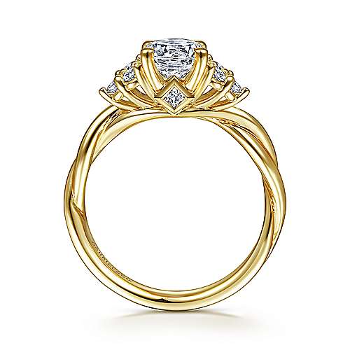 14K Yellow Free form 14K Yellow Gold Round Twisted Diamond Engagement Ring Surrey Vancouver Canada Langley Burnaby Richmond