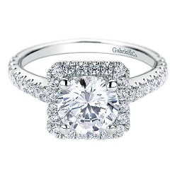 14K White Gold Round Halo Diamond Engagement Ring Surrey Vancouver Canada Langley Burnaby Richmond