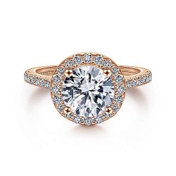 14K Rose Gold Round Halo Diamond Engagement Ring Surrey Vancouver Canada Langley Burnaby Richmond