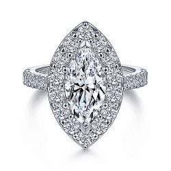 14K White Gold Marquise Halo Diamond Engagement Ring Surrey Vancouver Canada Langley Burnaby Richmond